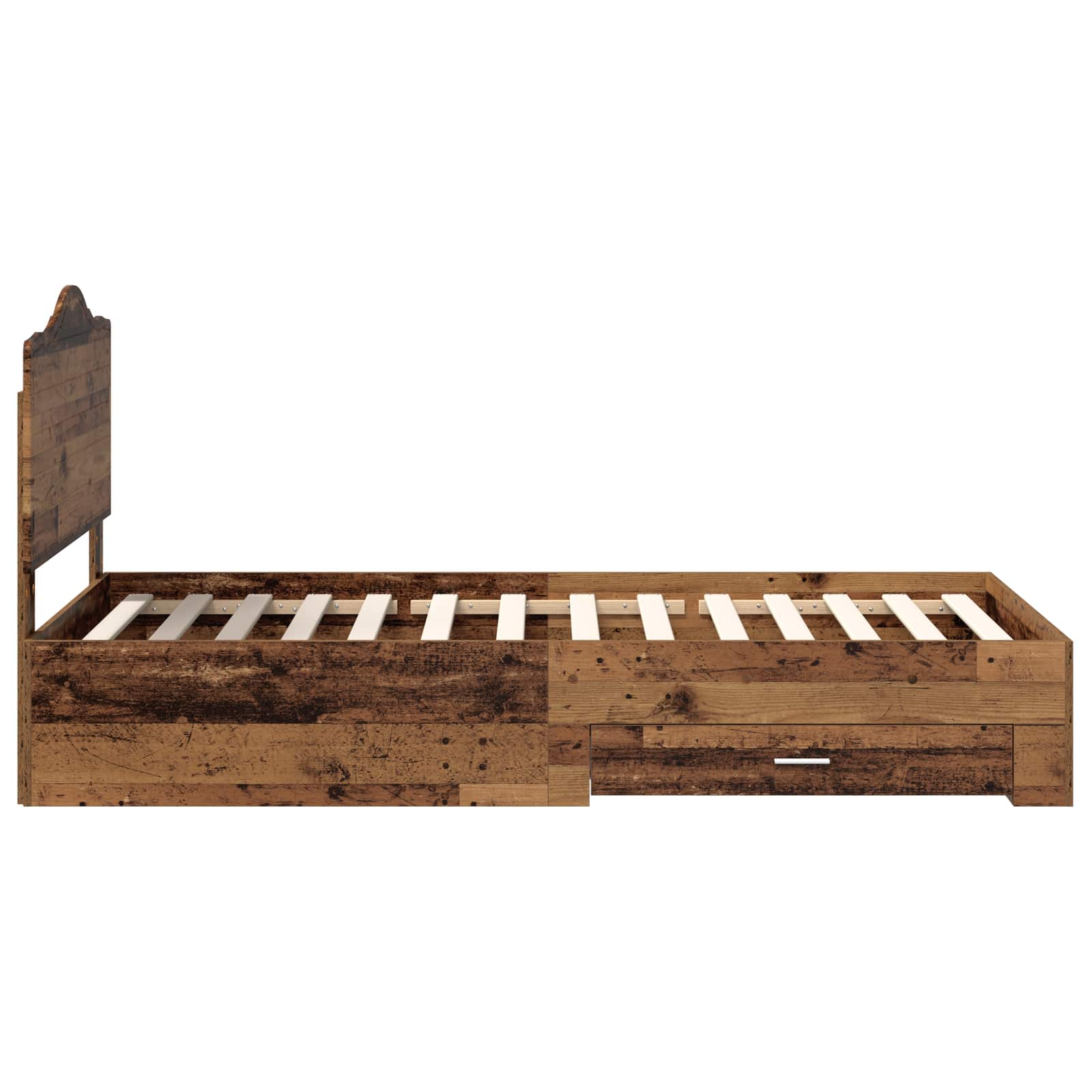 Sängram med huvudgavel Gammalt trä 90 x 200 cm Konstruerat trä