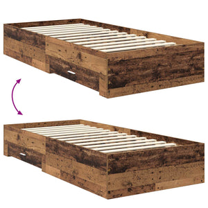 Sängram med huvudgavel Gammalt trä 90 x 190 cm Konstruerat trä