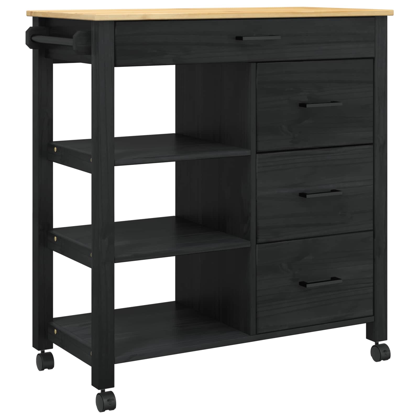 Köksvagn Svart 84 x 40 x 88,5 cm