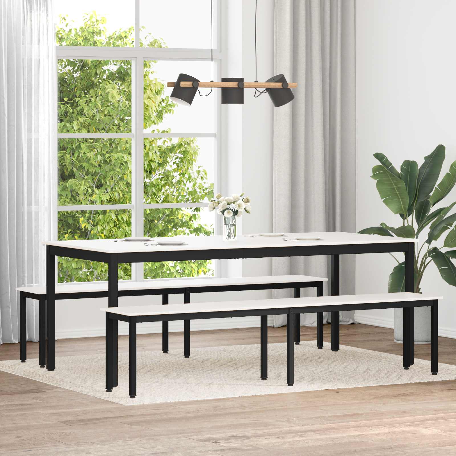 bänk Vit 200 x 35 x 45 cm Massiv furu