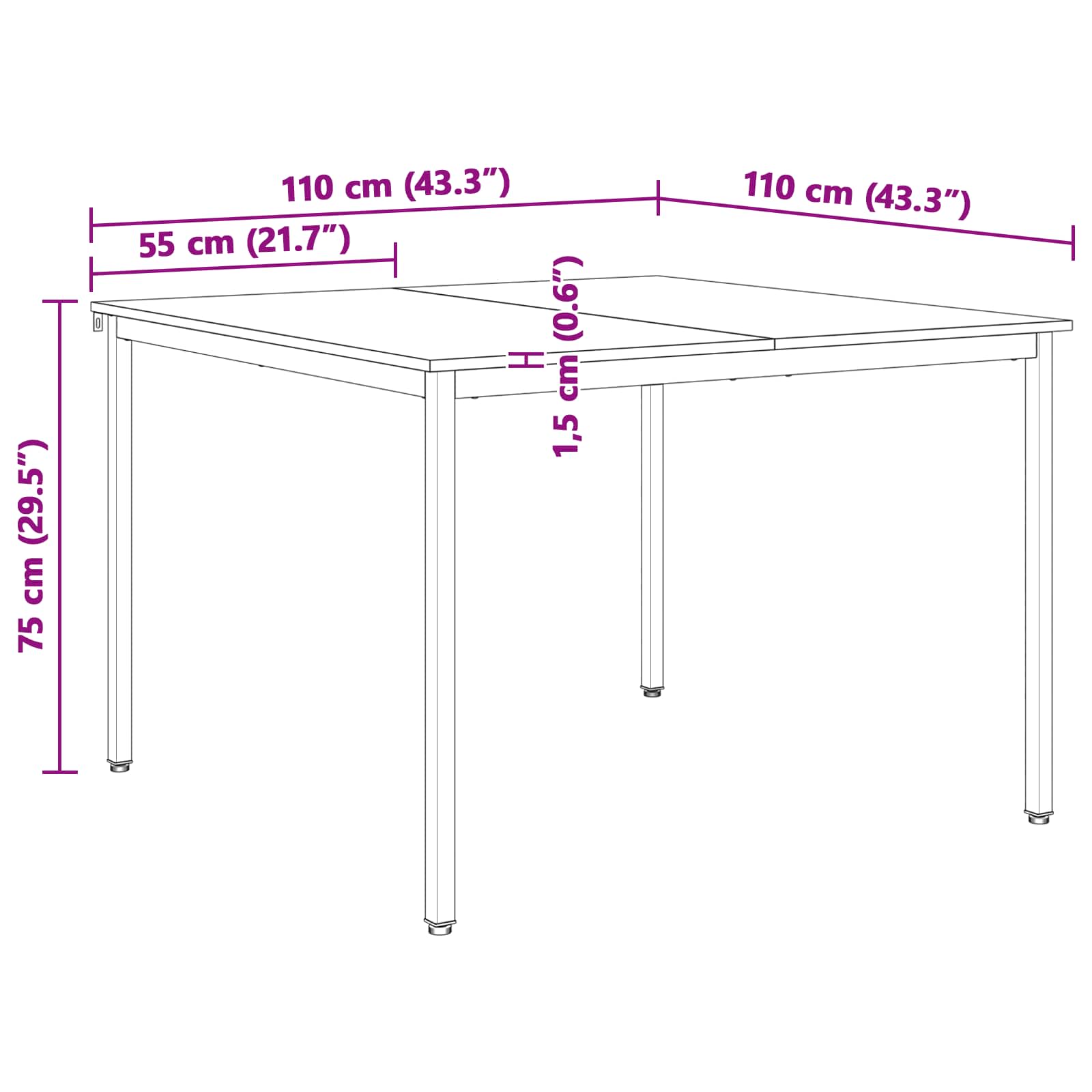 Matbord Naturfärg 110 x 110 x 75 cm Massiv furu