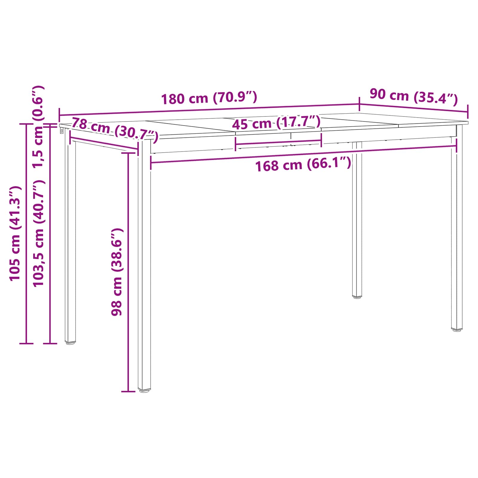 Barbord Naturfärg 110 x 55 x 105 cm Massiv furu