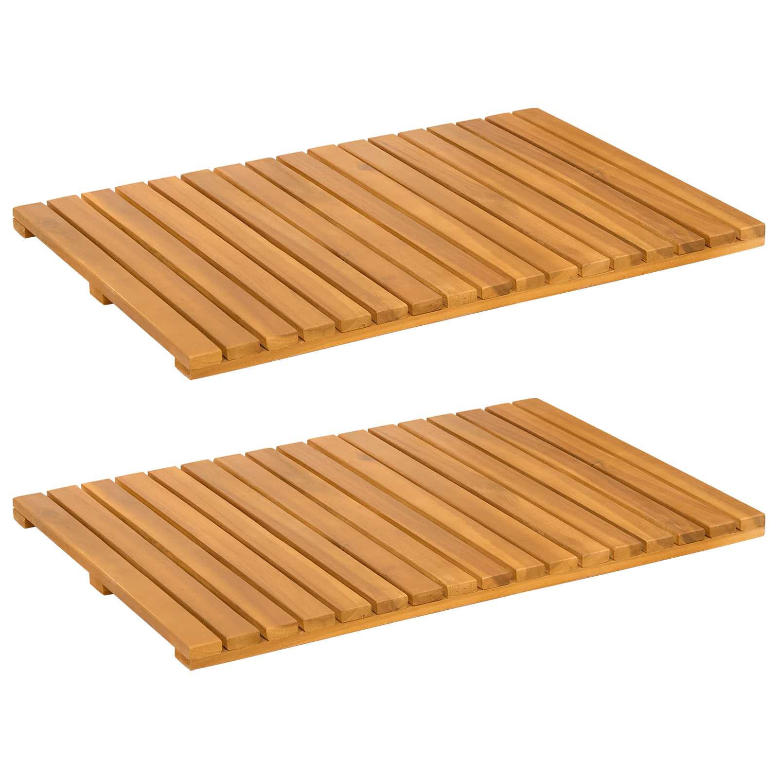 Badmatta 2 st Naturlig 60 x 40 cm Massivt Akaciaträ