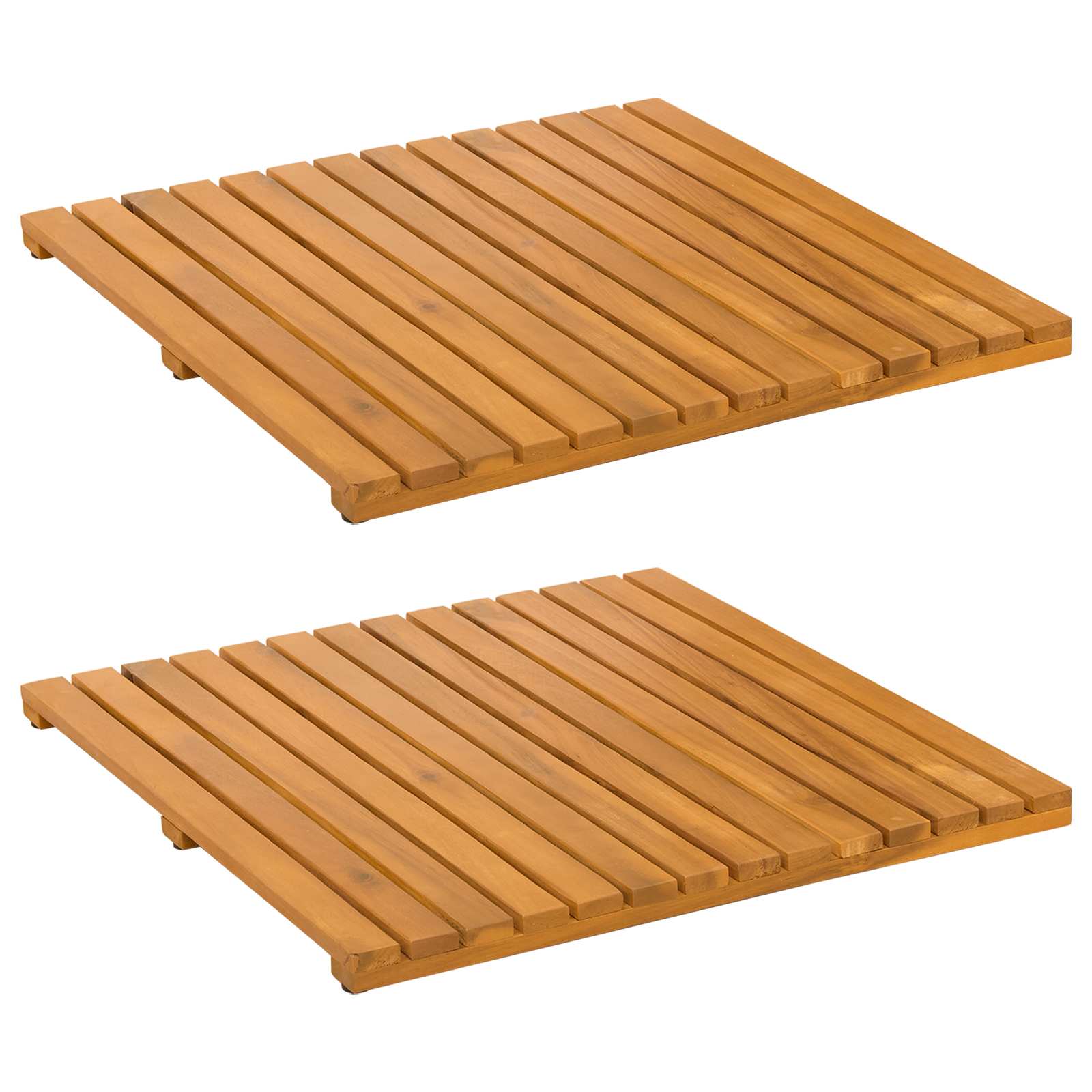 Badmatta 2 st Naturlig 50 x 50 cm Massivt Akaciaträ