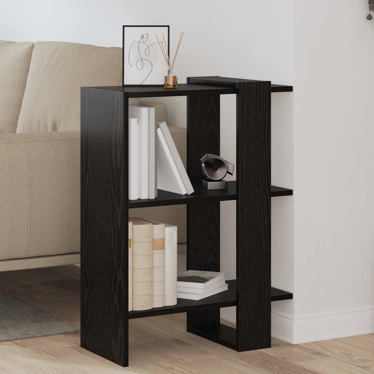 Hyllsystem 2 nivåer 52 x 25 x 71,5 cm Konstruerat trä Svart Ek