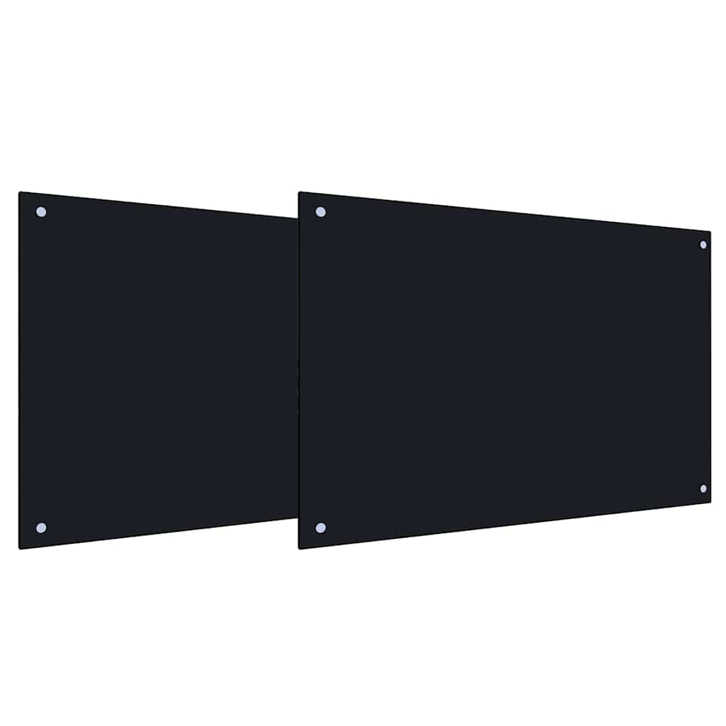 Köksplånbak 2 pcs Svart 90 x 50 cm härdat glas