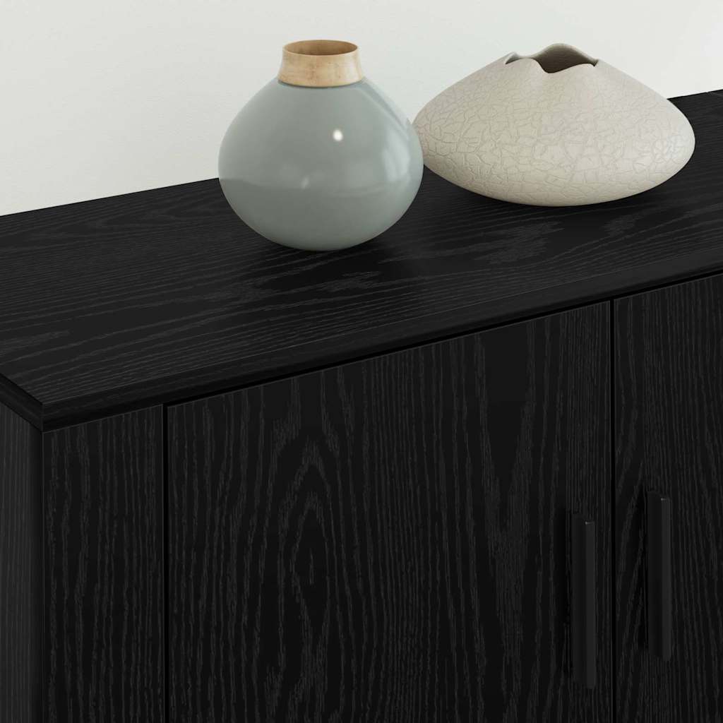 Väggmonterad TV-byrå Set 3 pcs Svart Ek 80 x 34,5 x 40 cm