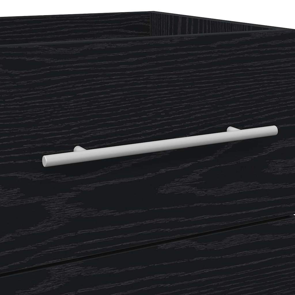 Badrumsskåp med handfat med låda Svart Ek 41 x 38,5 x 48 cm