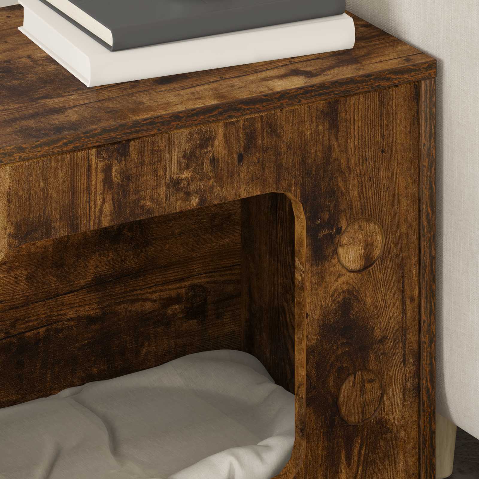 Katt hus Rökt ek 51 x 30 x 52 cm Konstruerat trä