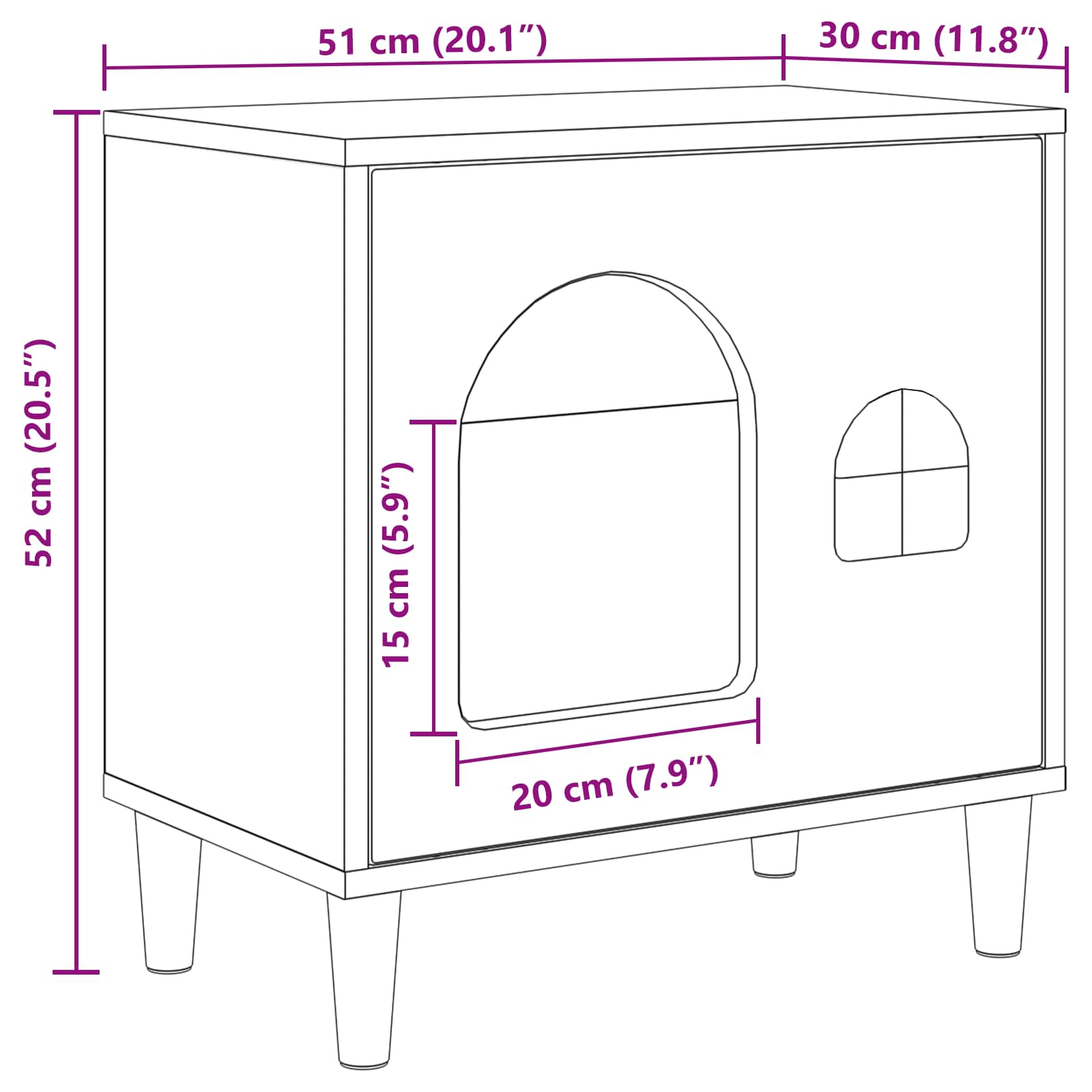 Katt hus Grå Sonoma 51 x 30 x 52 cm Konstruerat trä