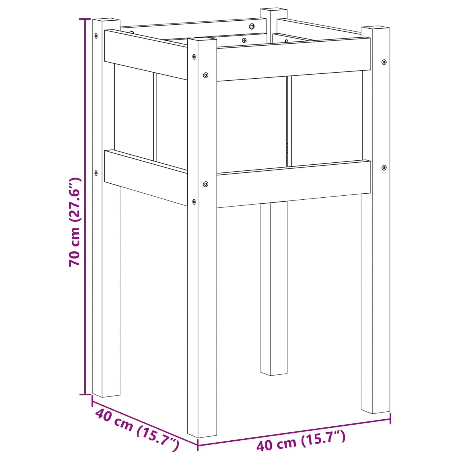 Trädgårdsplanterare Natur 40 x 40 x 70 cm Massiv furu