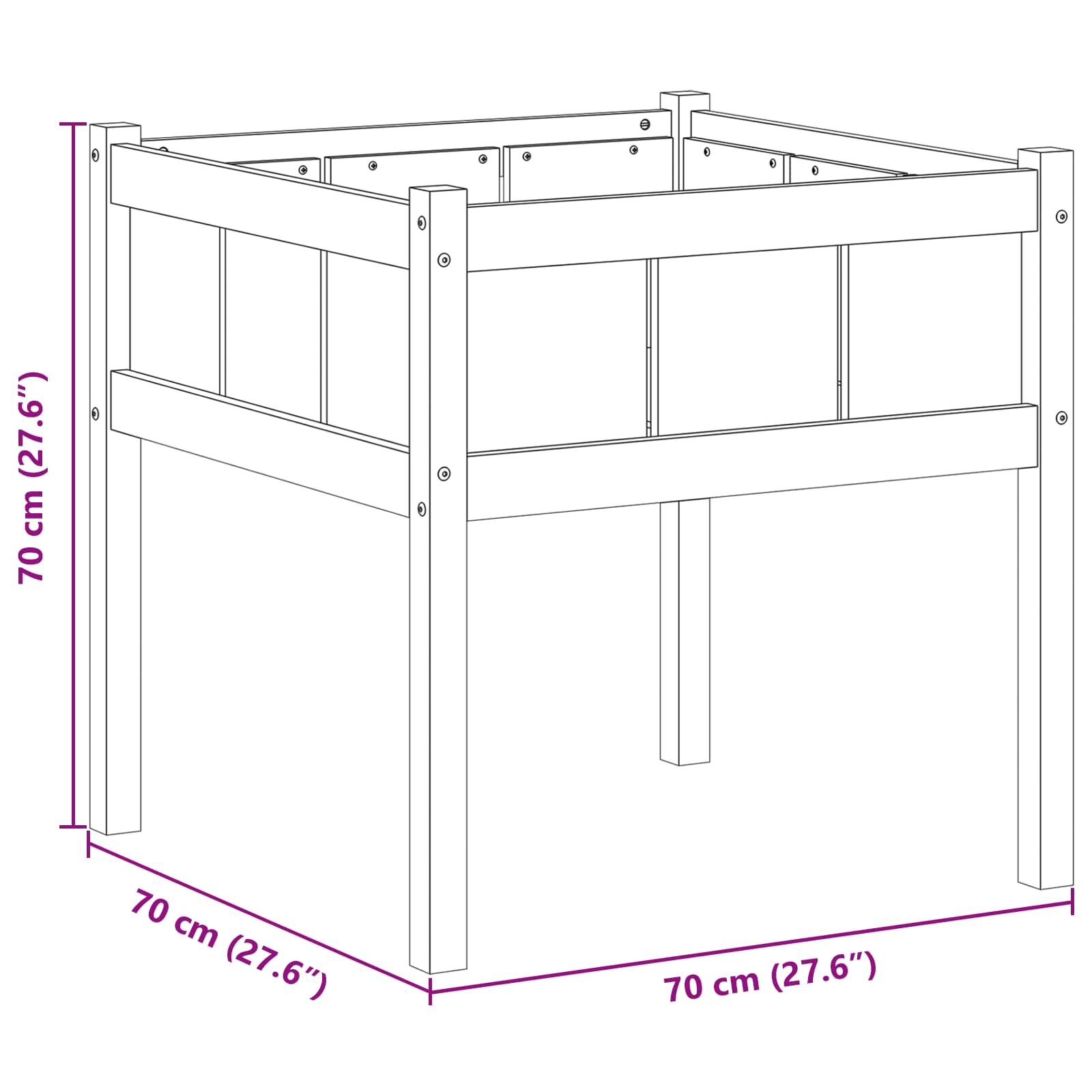 Trädgårdsplanterare Natur 70 x 70 x 70 cm Massiv furu