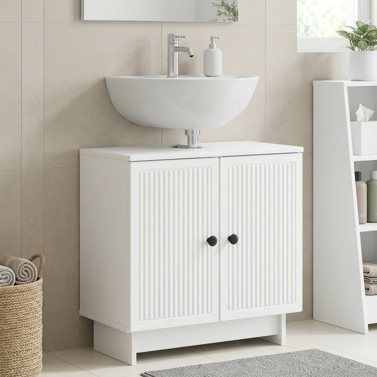 Badrumsskåp med handfat UTRECHT Vit 59,5 x 31,5 x 59 cm