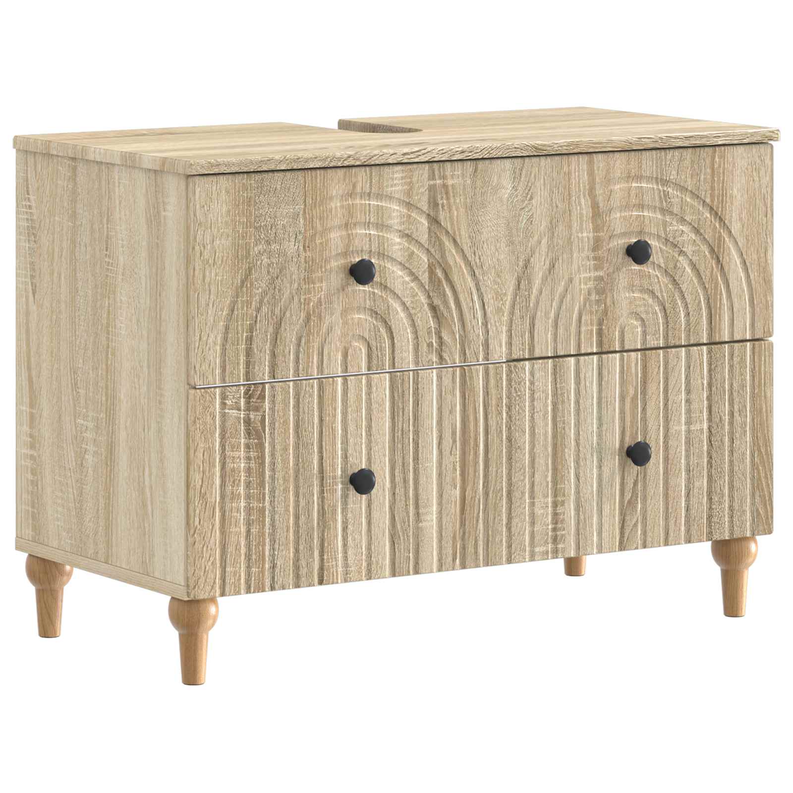 Badrumsskåp med handfat ALKMAAR Sonoma-ek 82 x 41 x 59 cm