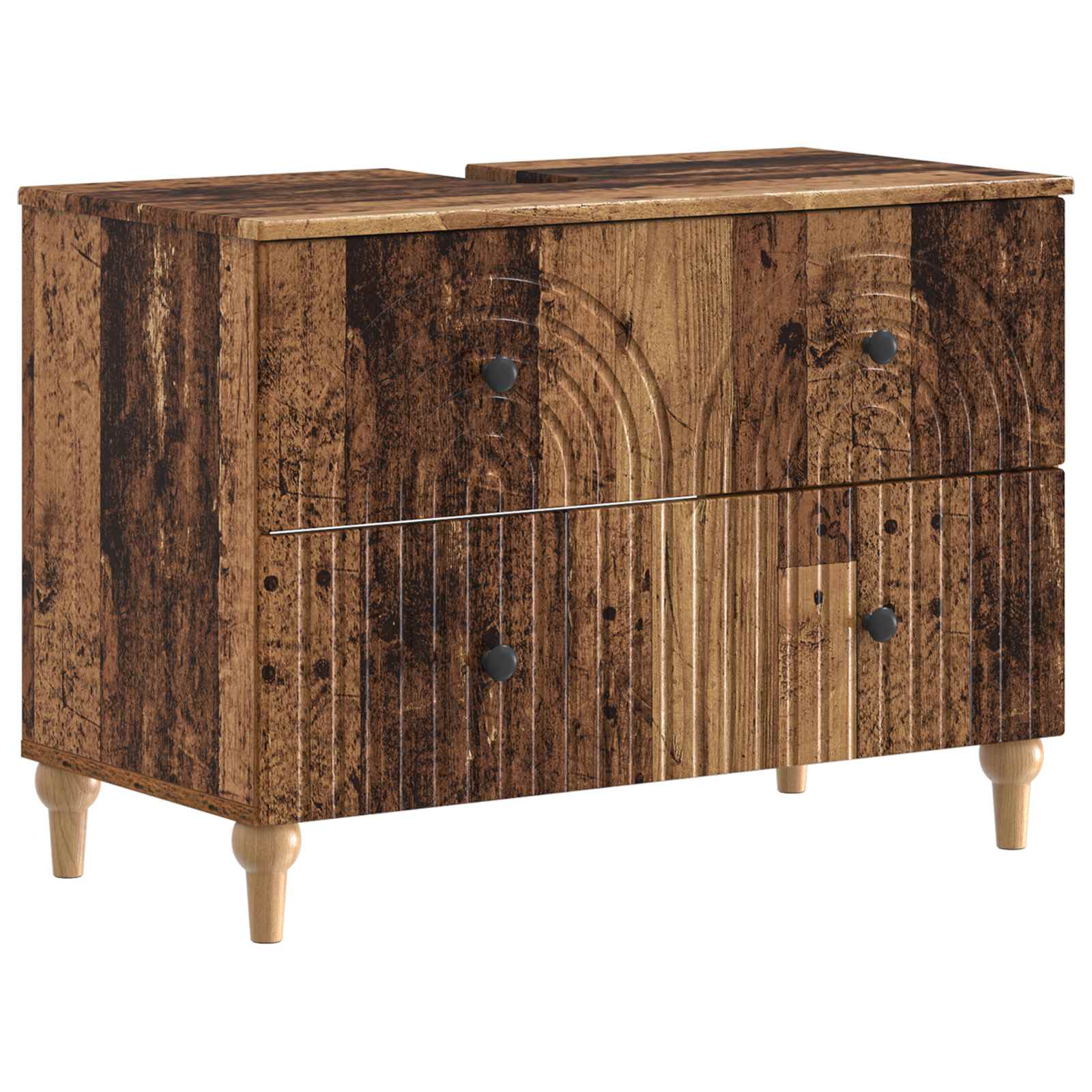 Badrumsskåp med handfat ALKMAAR Gammalt trä 82 x 41 x 59 cm