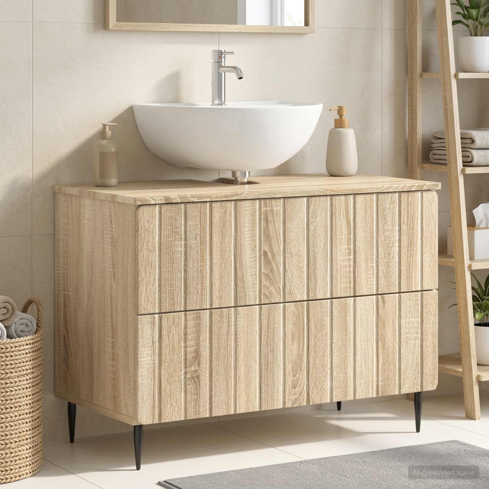 Badrumsskåp med handfat ZWOLLE Sonoma-ek 82 x 41 x 58,5 cm