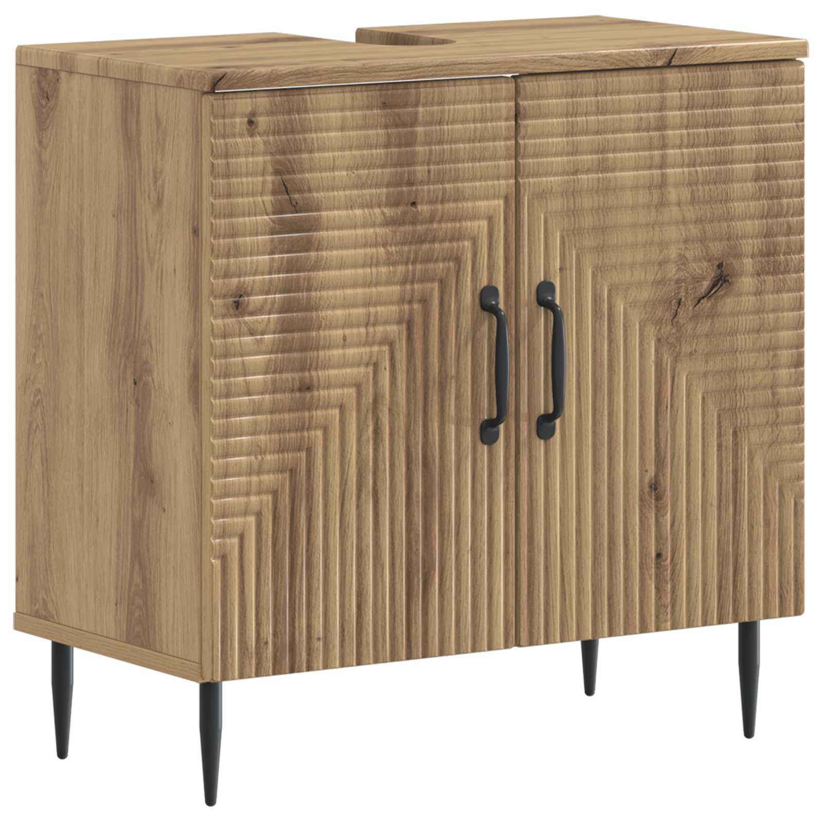 Badrumsskåp med handfat HAARLEM Artisan-ek 59,5 x 31,5 x 59 cm