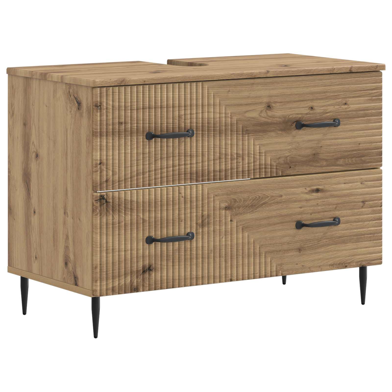 Badrumsskåp med handfat HAARLEM Artisan-ek 82 x 41 x 58,5 cm
