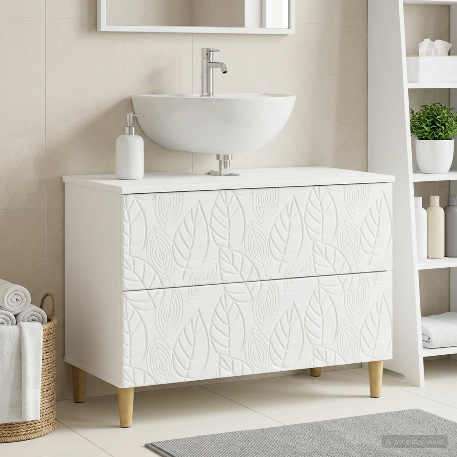 Badrumsskåp med handfat DELFT Vit 82 x 41 x 59 cm