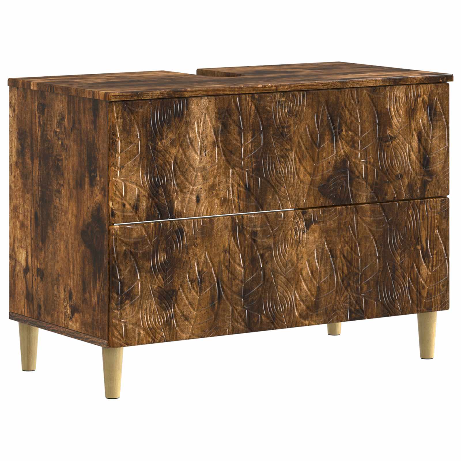 Badrumsskåp med handfat DELFT Rökt ek 82 x 41 x 59 cm