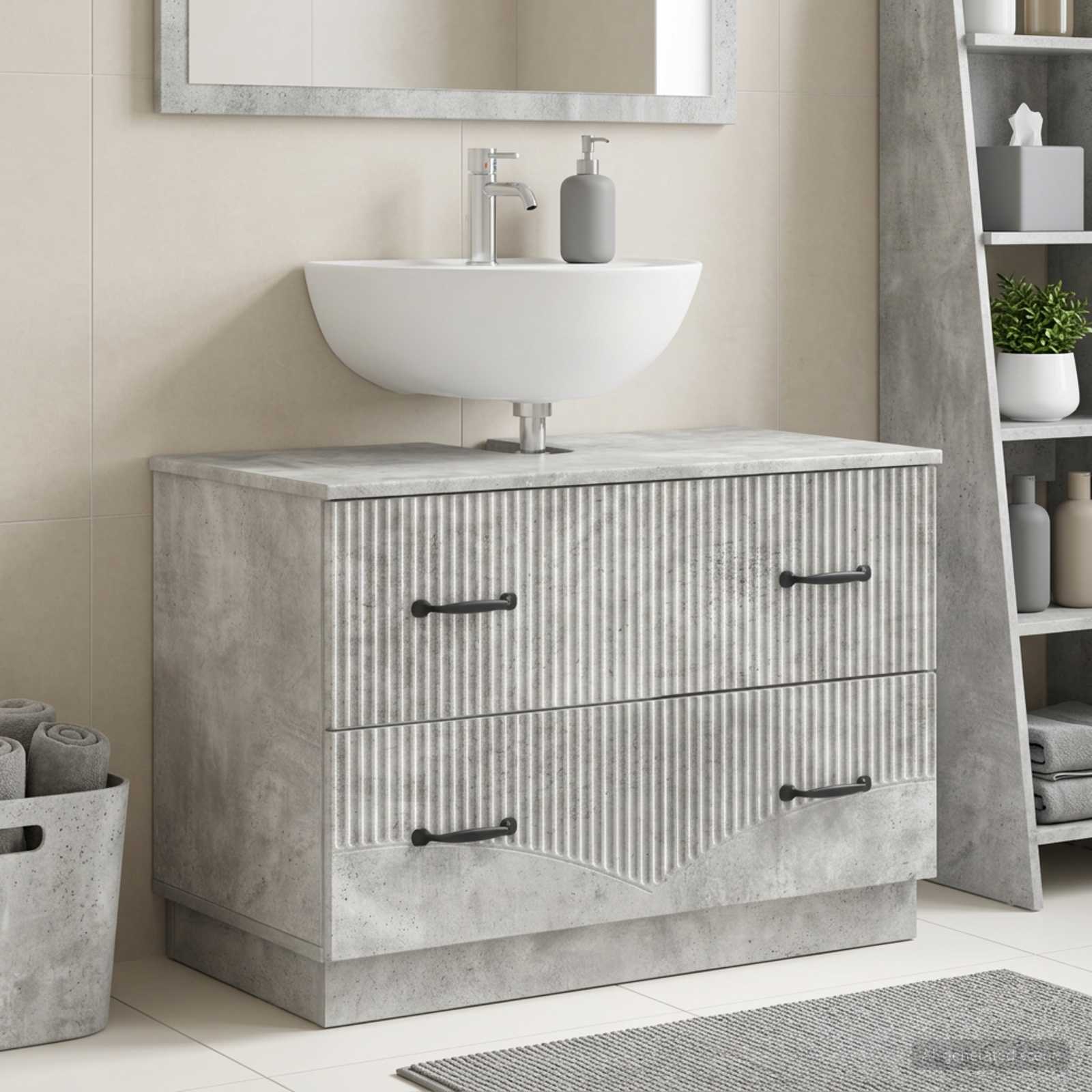 Badrumsskåp med handfat HOORN Betonggrå 82 x 41 x 56 cm