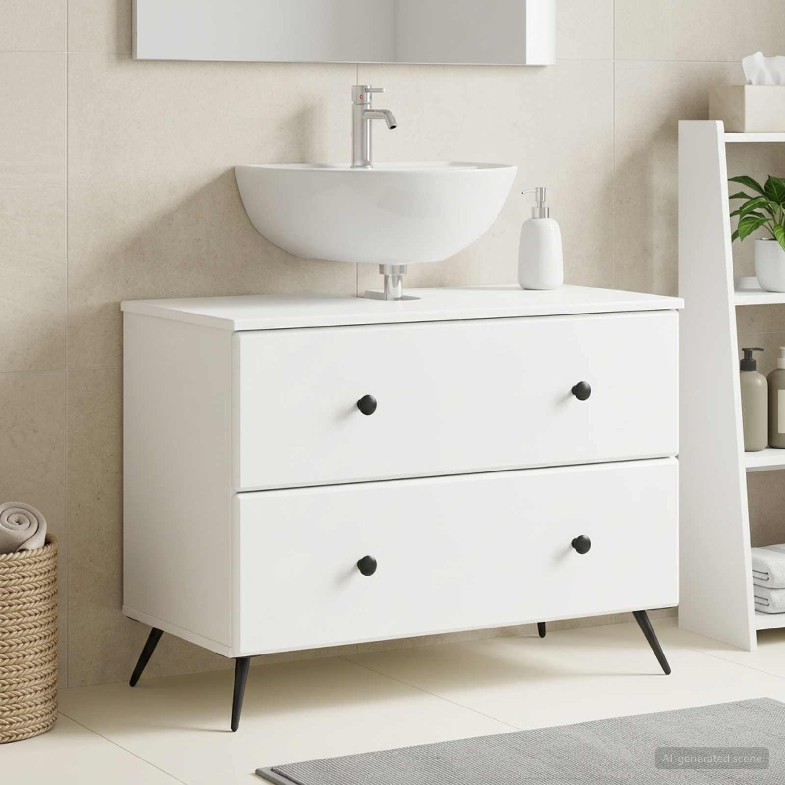 Badrumsskåp med handfat BREDA Vit 82 x 41 x 59 cm