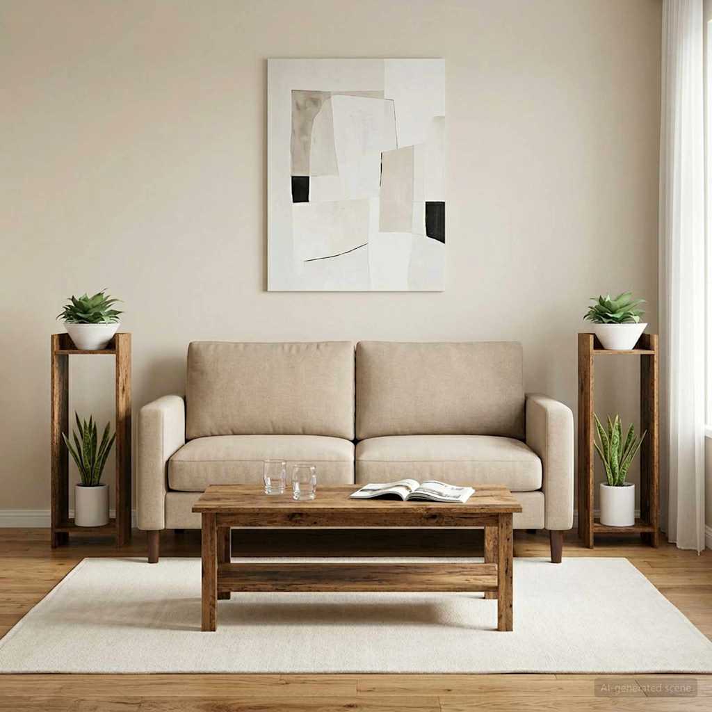 Växtställ 2 st Gammalt trä 30 x 30 x 100 cm Konstruerat trä