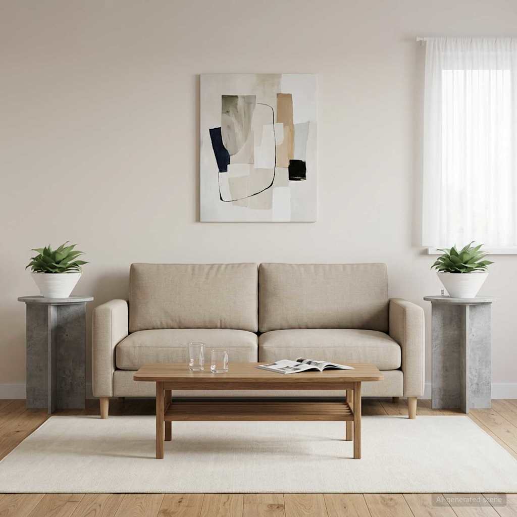 Växtställ 2 st Betonggrå Ø40 x 60 cm Konstruerat trä