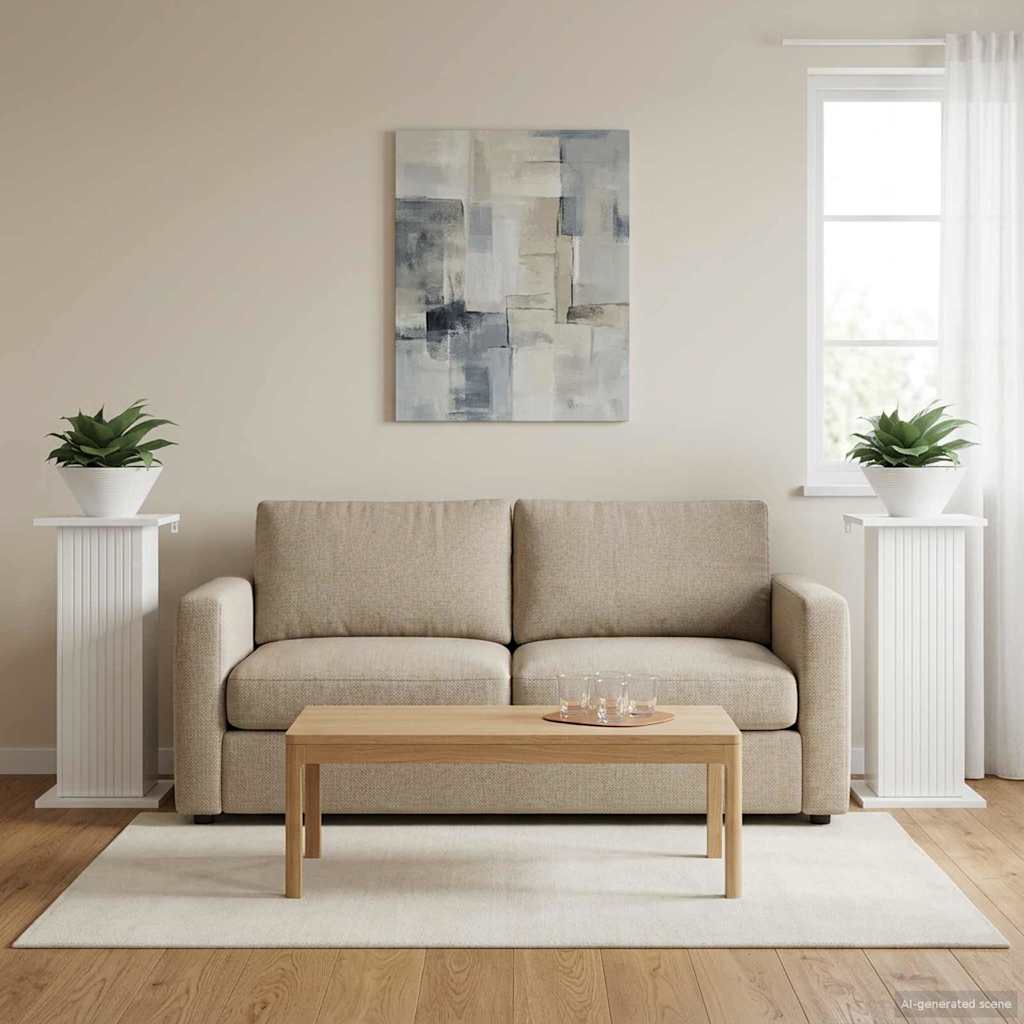 Växtställ 2 st Vit högglans 30,5 x 30 x 60,5 cm Konstruerat trä