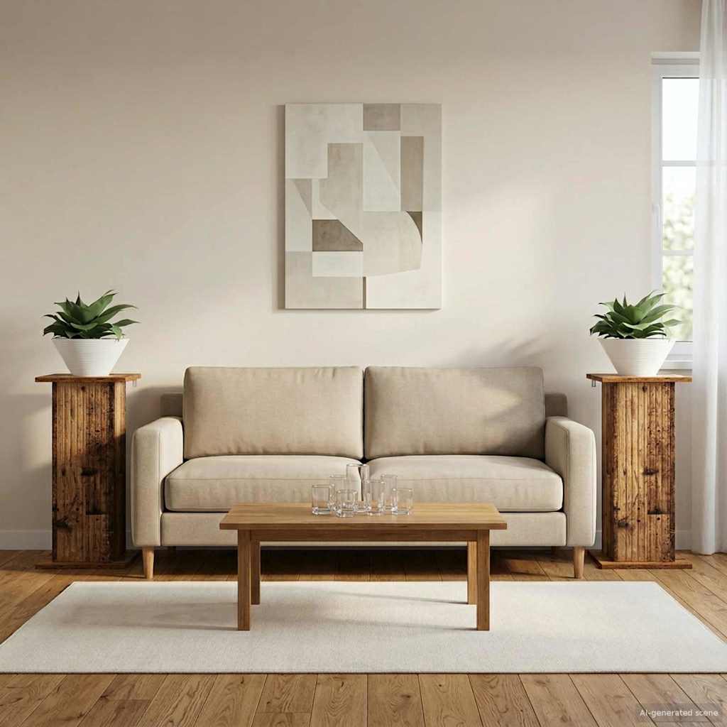 Växtställ 2 st Gammalt trä 30,5 x 30 x 60,5 cm Konstruerat trä
