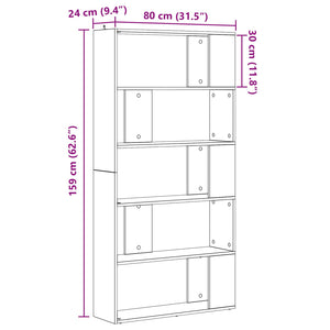 Bokskåp Gammalt trä 80 x 24 x 159 cm Konstruerat trä
