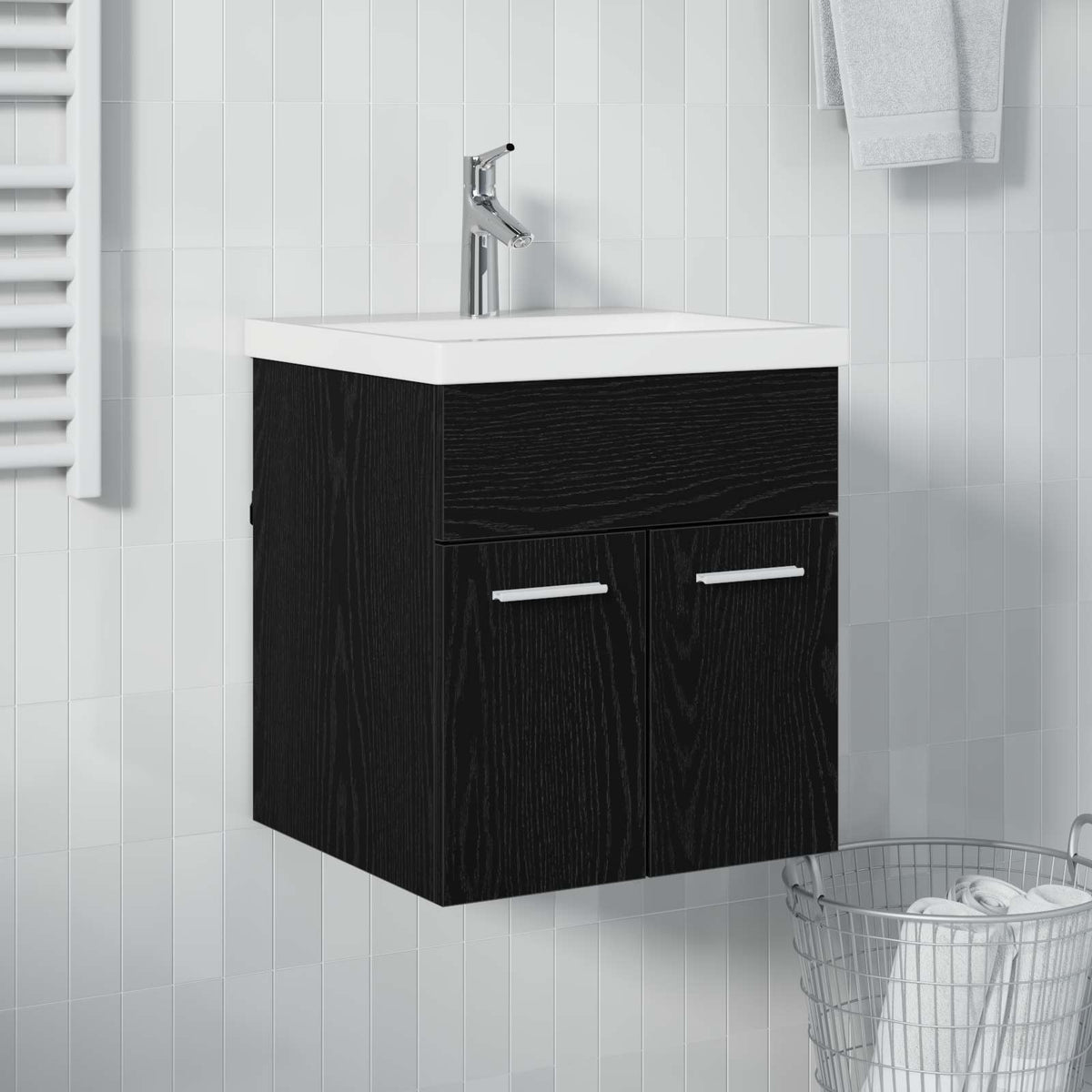 Diskbänksskåp Svart Ek 41 x 38,5 x 46 cm Konstruerat trä