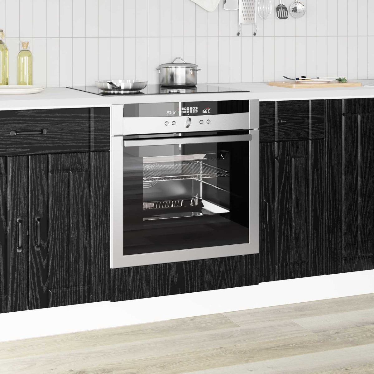 Ugnsskåp LUCCA Svart ek 60 x 46 x 81,5 cm Konstruerat trä