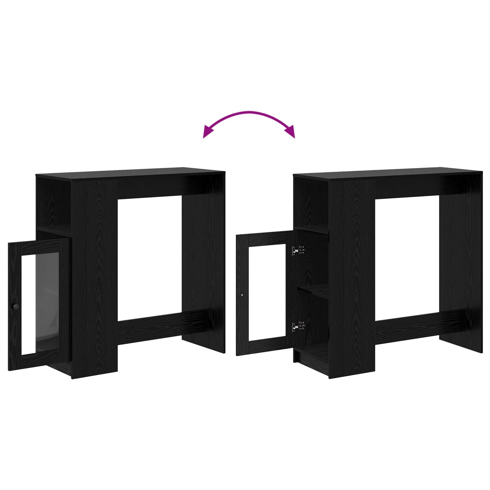 Barbord med hylla Svart Ek 101 x 40 x 103,5 cm Konstruerat trä