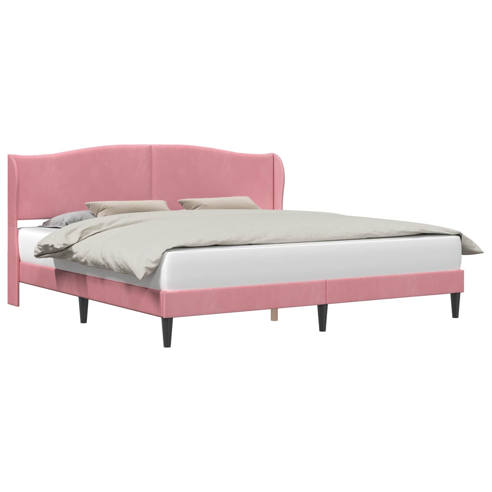 Sängram med huvudgavel Rosa 200 x 200 cm Sammet