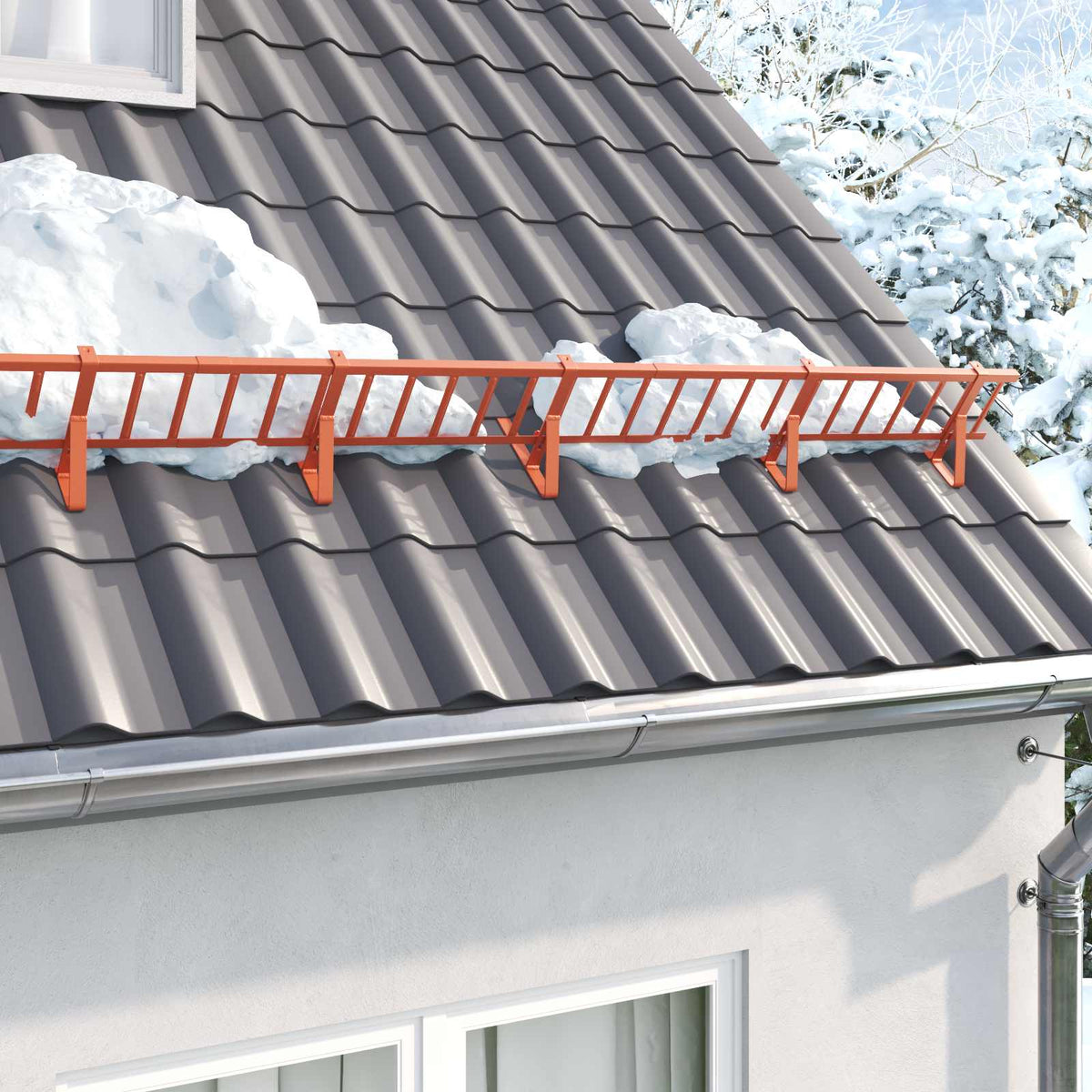 Snöskyddsstöd 12 st Röd 29,5 x 3 x 34,5 cm Stål