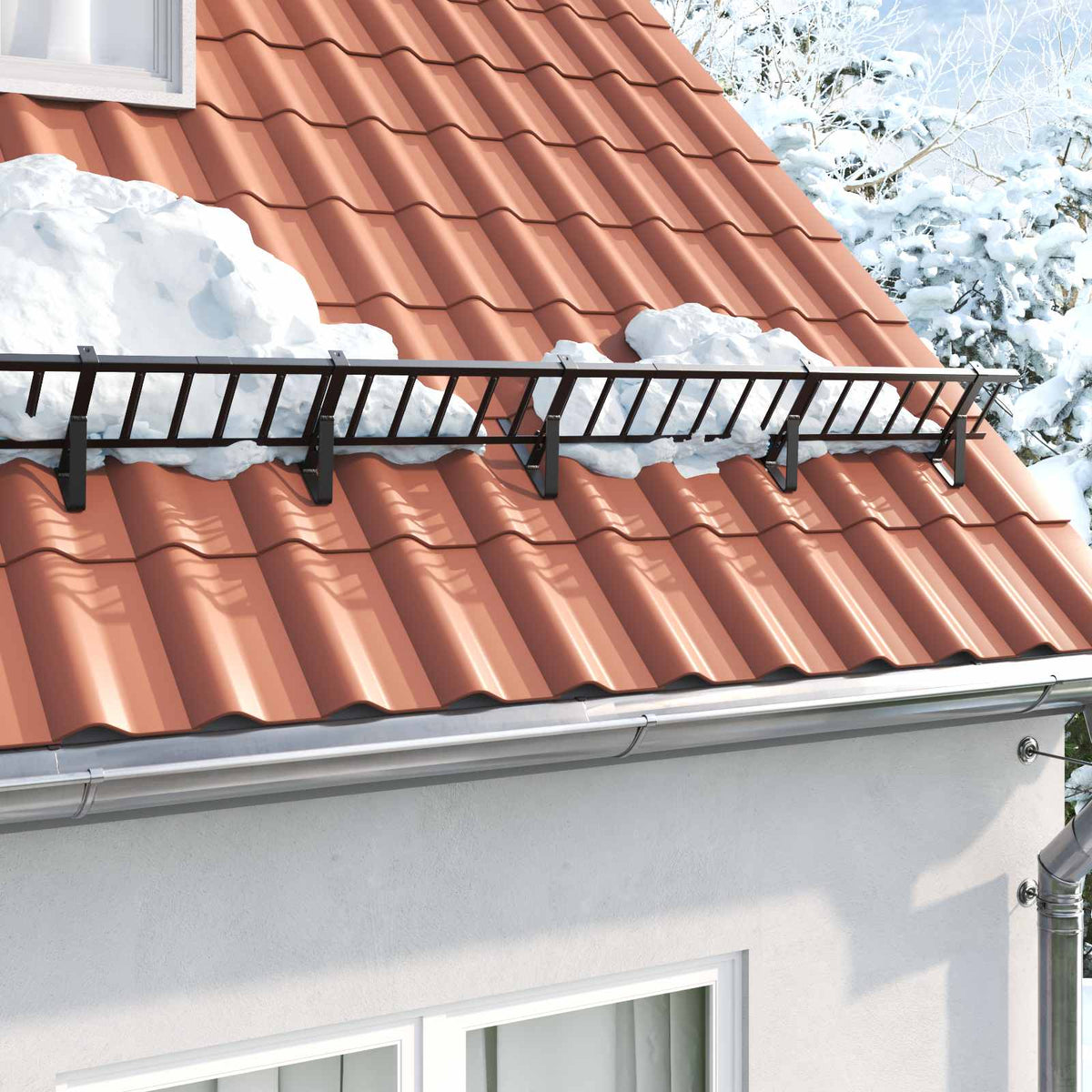 Snöskyddsstöd 6 st Svart 29,5 x 3 x 34,5 cm Stål