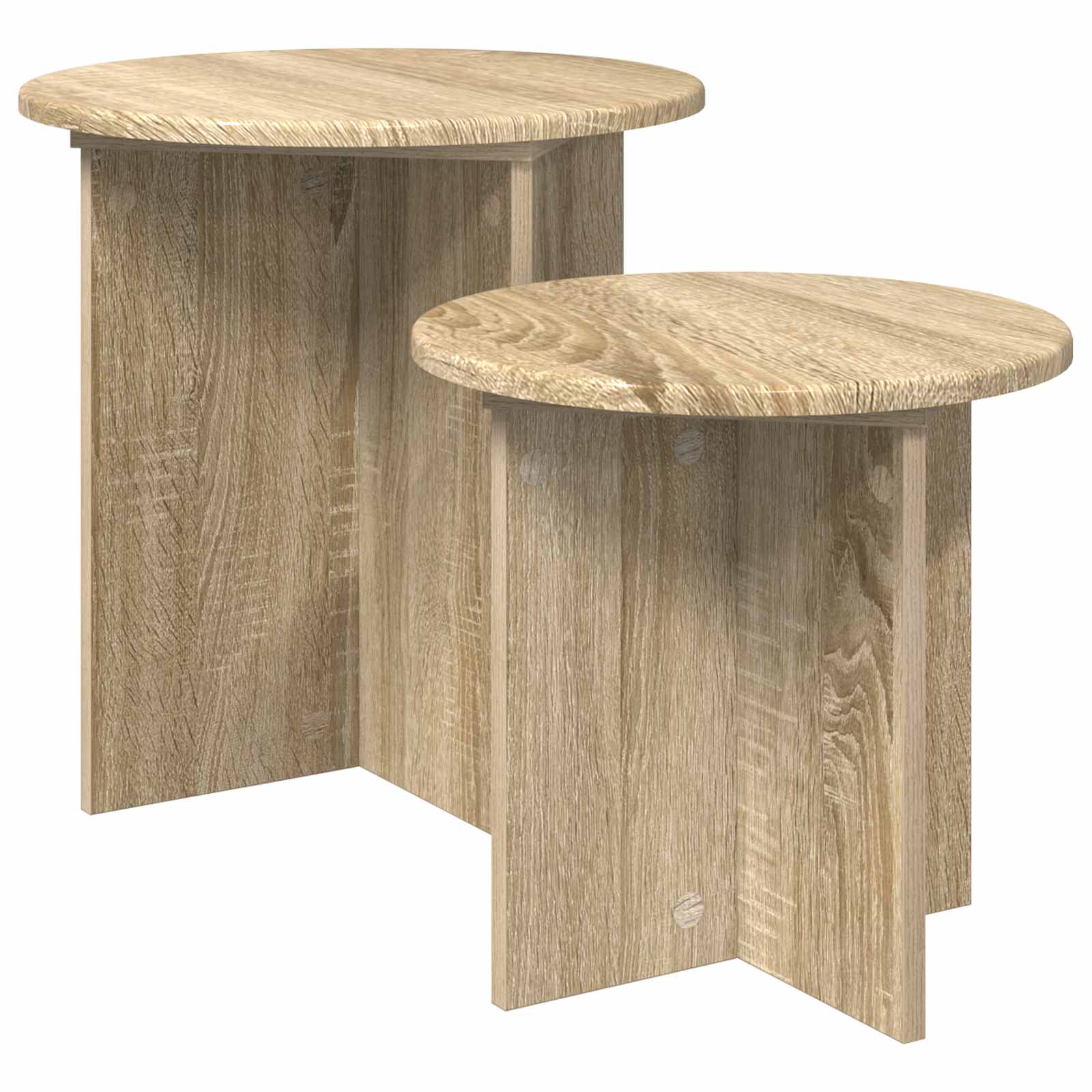 Sidobordsset 2 st Sonoma-ek Ø 45 x 45 cm Konstruerat trä