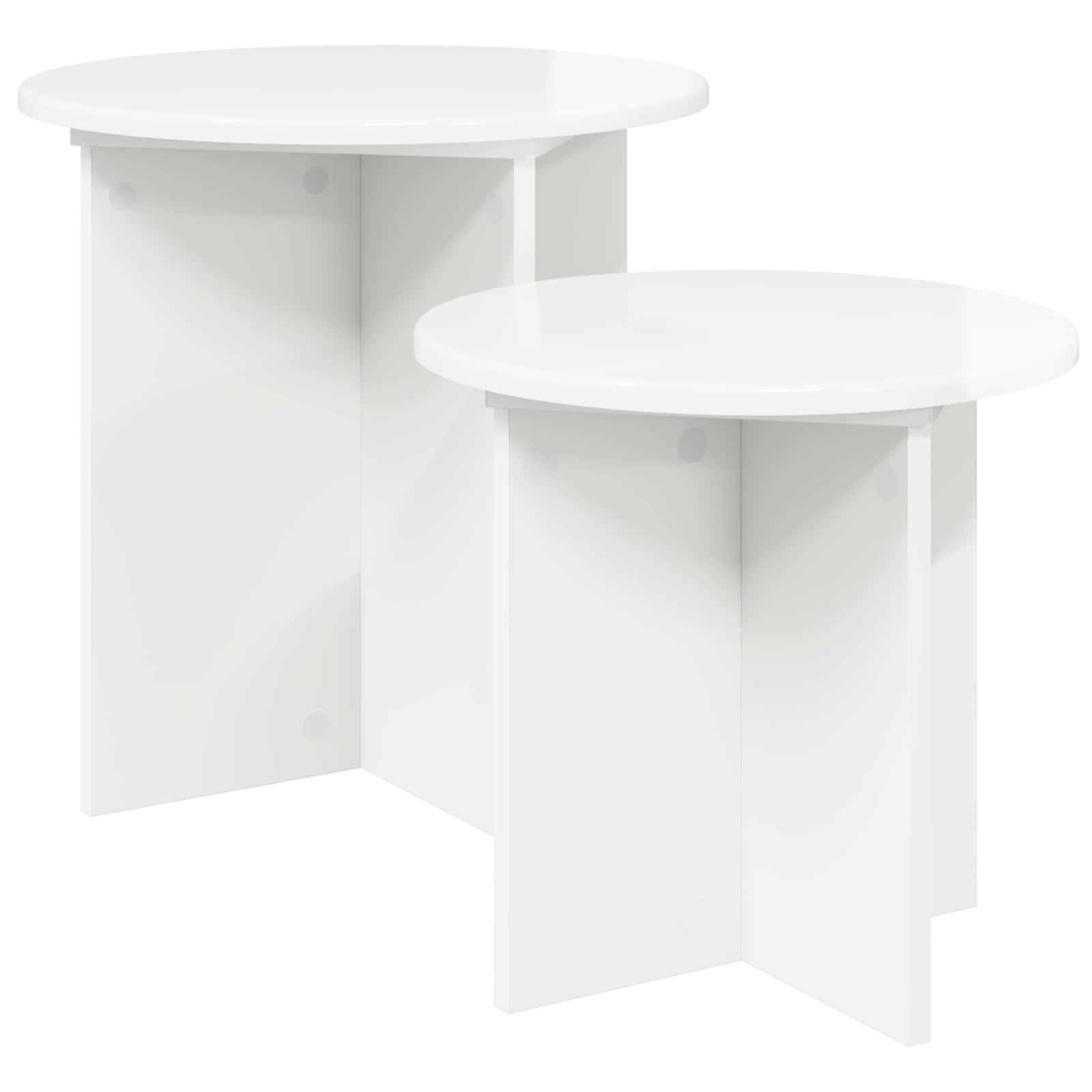 Sidobordsset 2 st Vit högglans Ø 45 x 45 cm Konstruerat trä