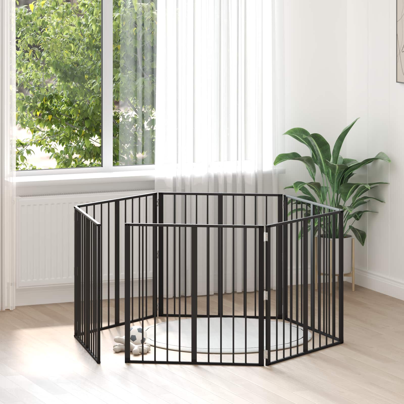 Hundgrind 6 pcs Svart 80 x 80 cm Galvaniserat Stål