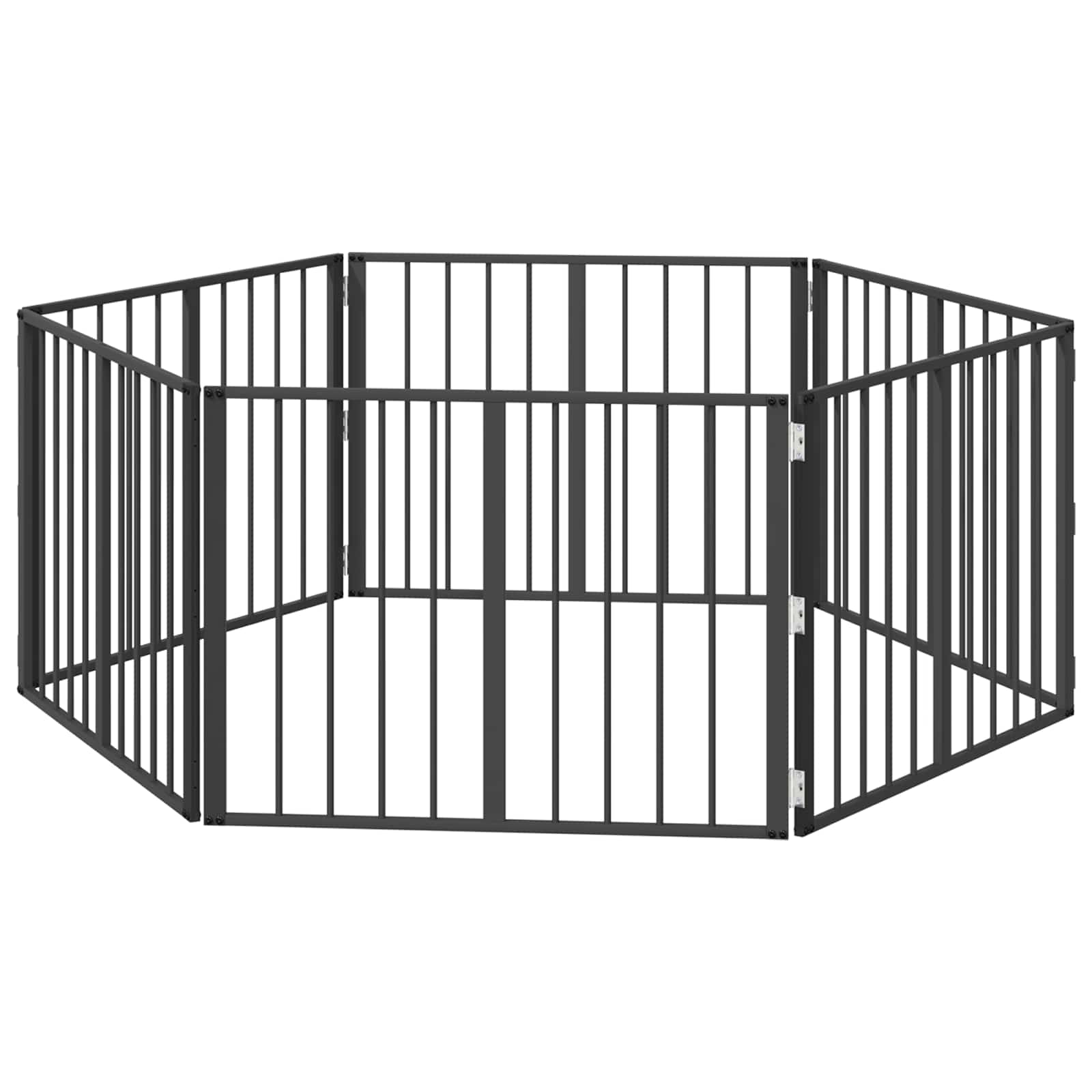 Hundgrind 6 pcs Svart 80 x 60 cm Galvaniserat Stål