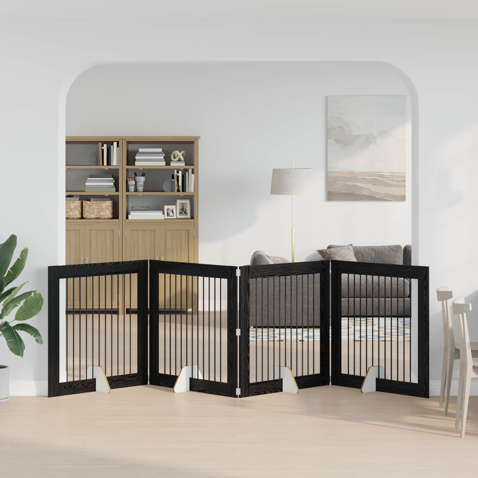 Fällbar hundgrind med stativ 4 pcs Svart ek 401 cm