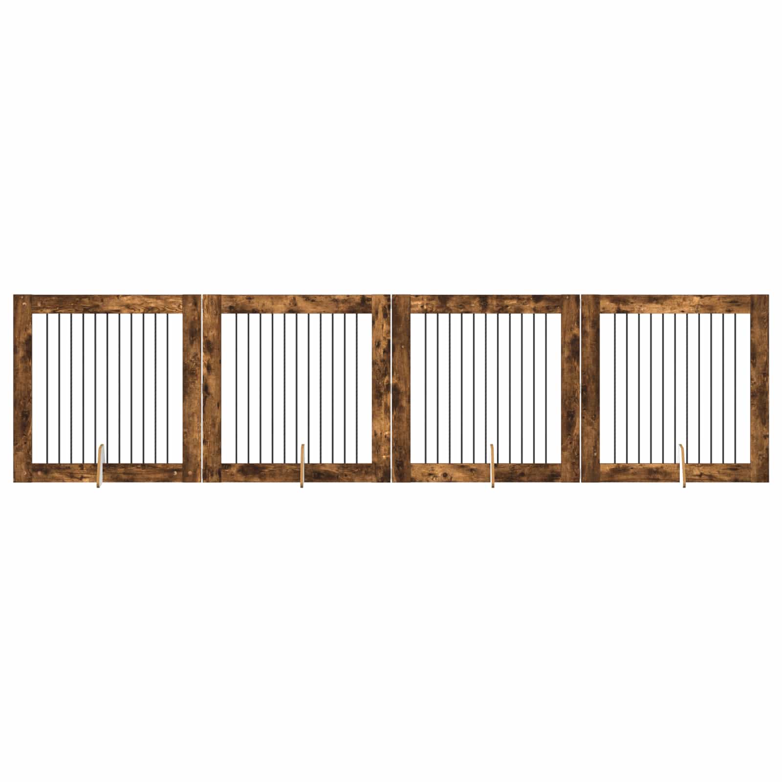 Fällbar hundgrind med stativ 4 pcs Rökt ek 401 cm
