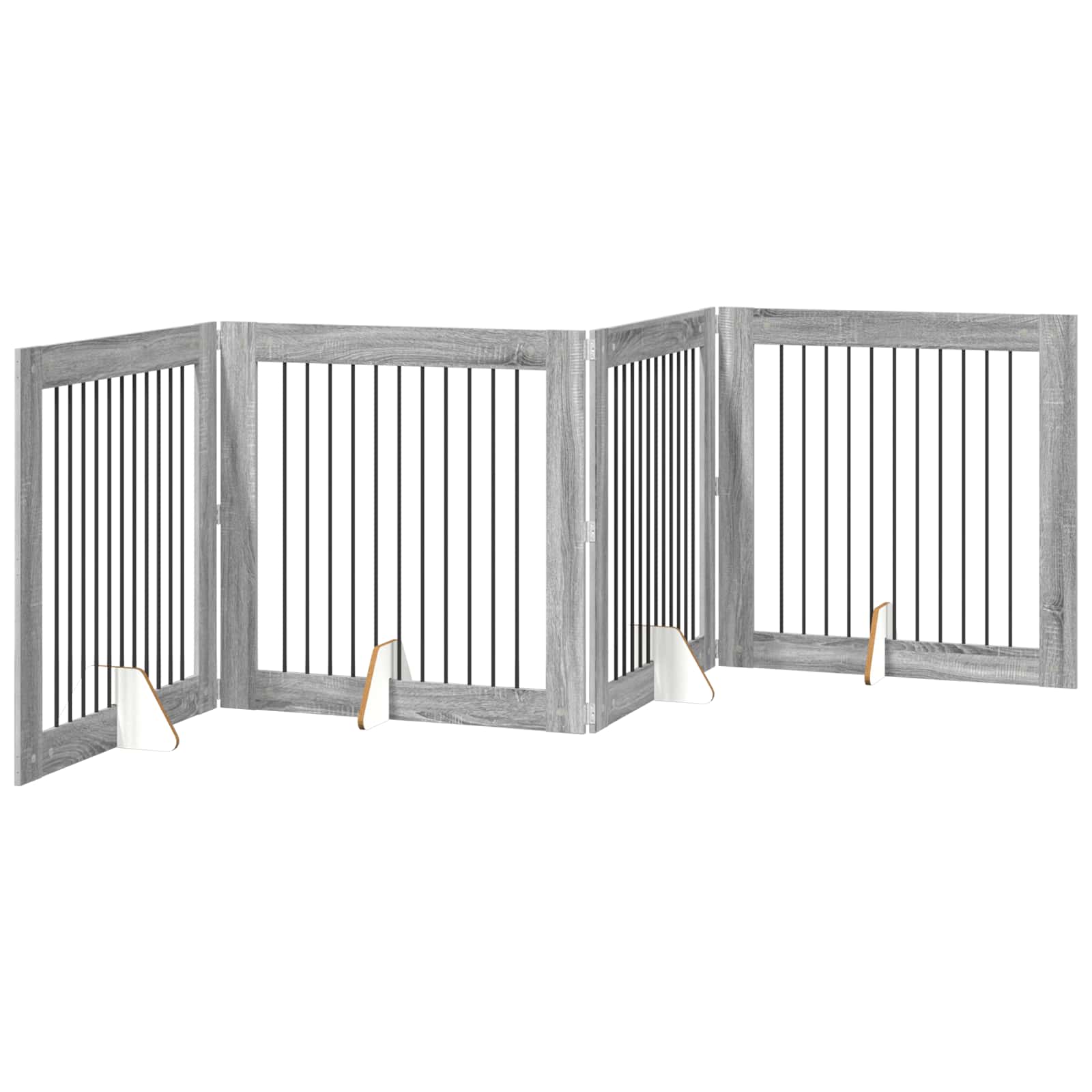 Fällbar hundgrind med stativ 4 pcs Grå sonoma-ek 401 cm