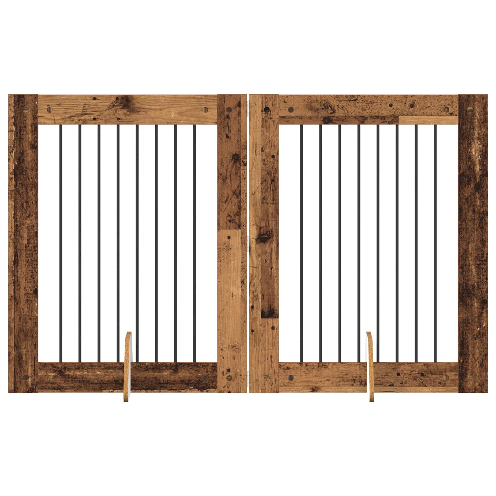 Fällbar hundgrind med stativ 2 pcs Gammalt trä 160,5 cm