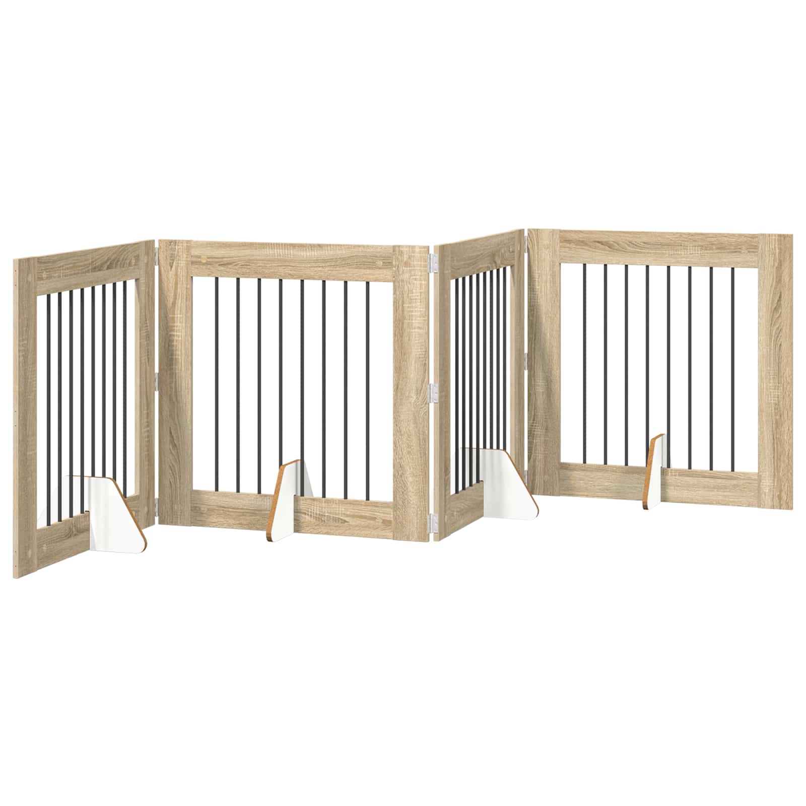 Fällbar hundgrind med stativ 4 pcs Sonoma-ek 321 cm