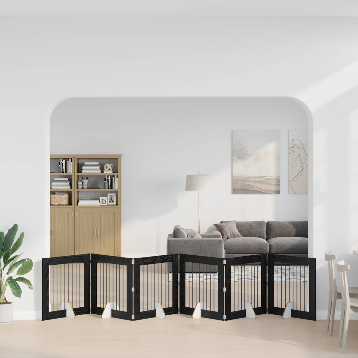 Fällbar hundgrind med stativ 6 st Svart ek 482 cm