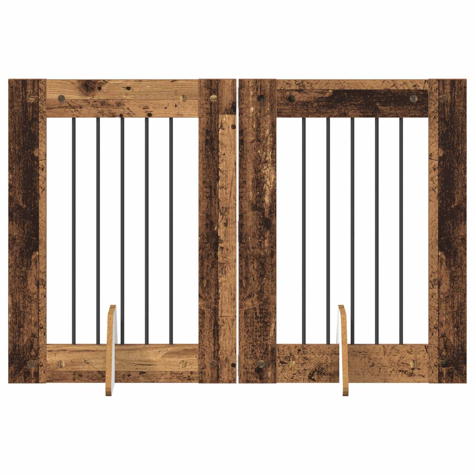 Fällbar hundgrind med stativ 2 pcs Gammalt trä 120,5 cm