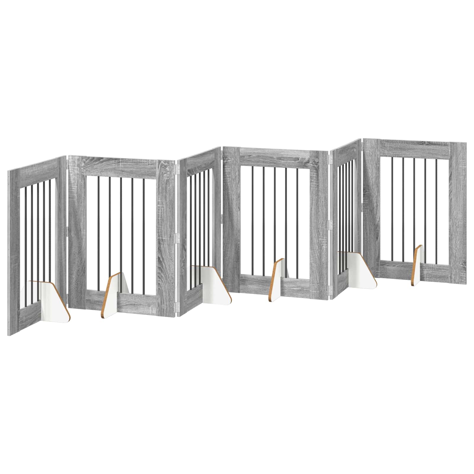 Fällbar hundgrind med stativ 6 pcs Grå sonoma-ek 362 cm