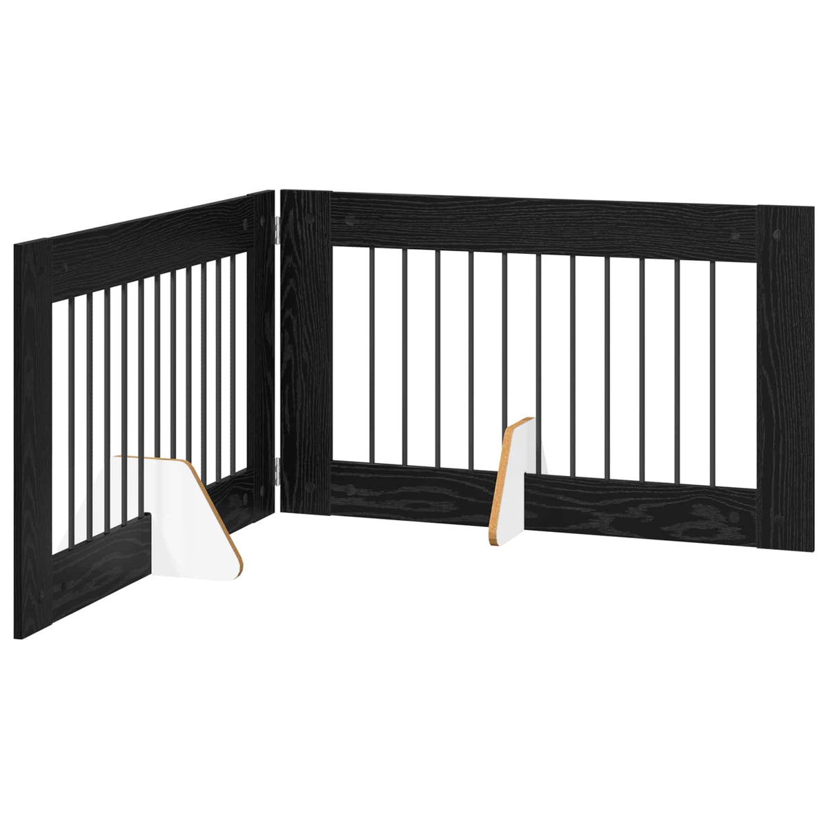 Fällbar hundgrind med stativ 2 st Svart ek 200,5 cm